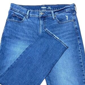 Old Navy The Sky Hi Straight Extra High Rise Jeans Medium Wash Preppy Size 14